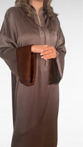 Texured Satin Kandoura - Chocolate Taupe