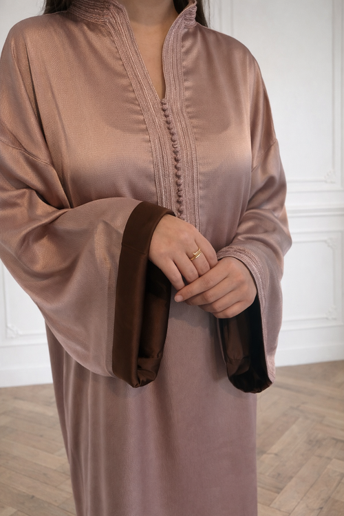NOURÉA Satin Kandoura - Rosé Taupe
